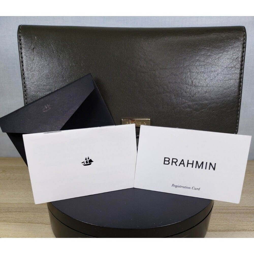 Vintage Brahmin Leather Charcoal Topsail Grey Ady Bi-Fold Wallet #2293